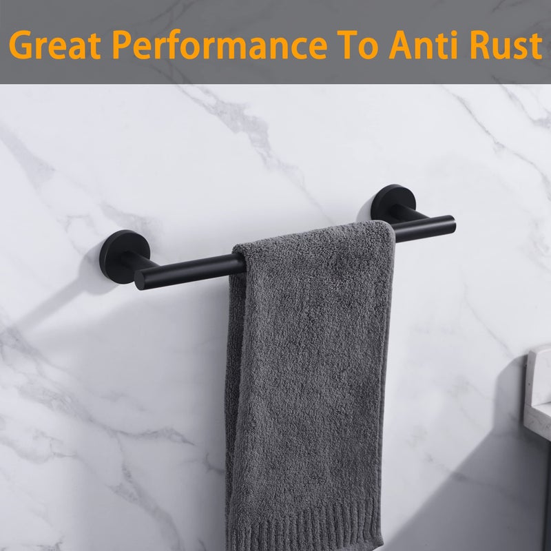 Nolimas Matte Black Bath Hand Towel Bar Single Bars Towel Rack Rod Classic Wall Mounted Stainless Steel Bathroom Towel Bar Toilet Kitchen Towel Shelf Single Layer,12inch - Image 5